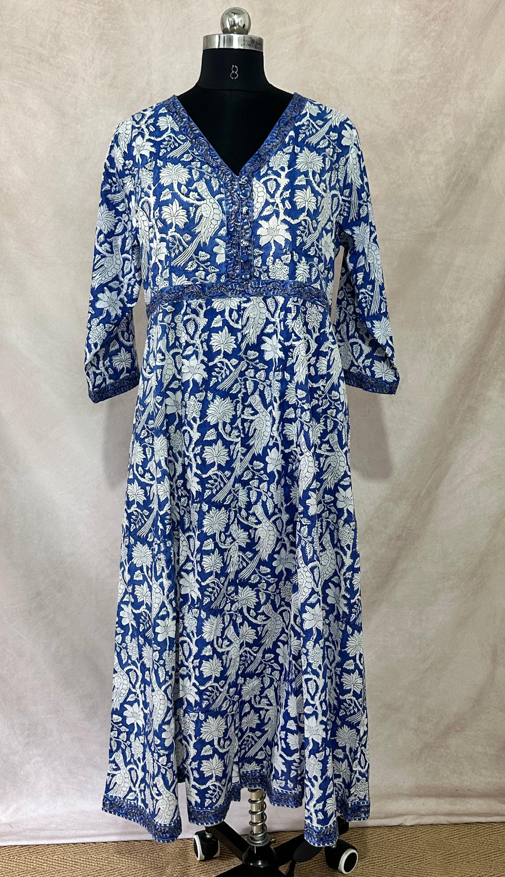 Pure cotton dress with handblock print