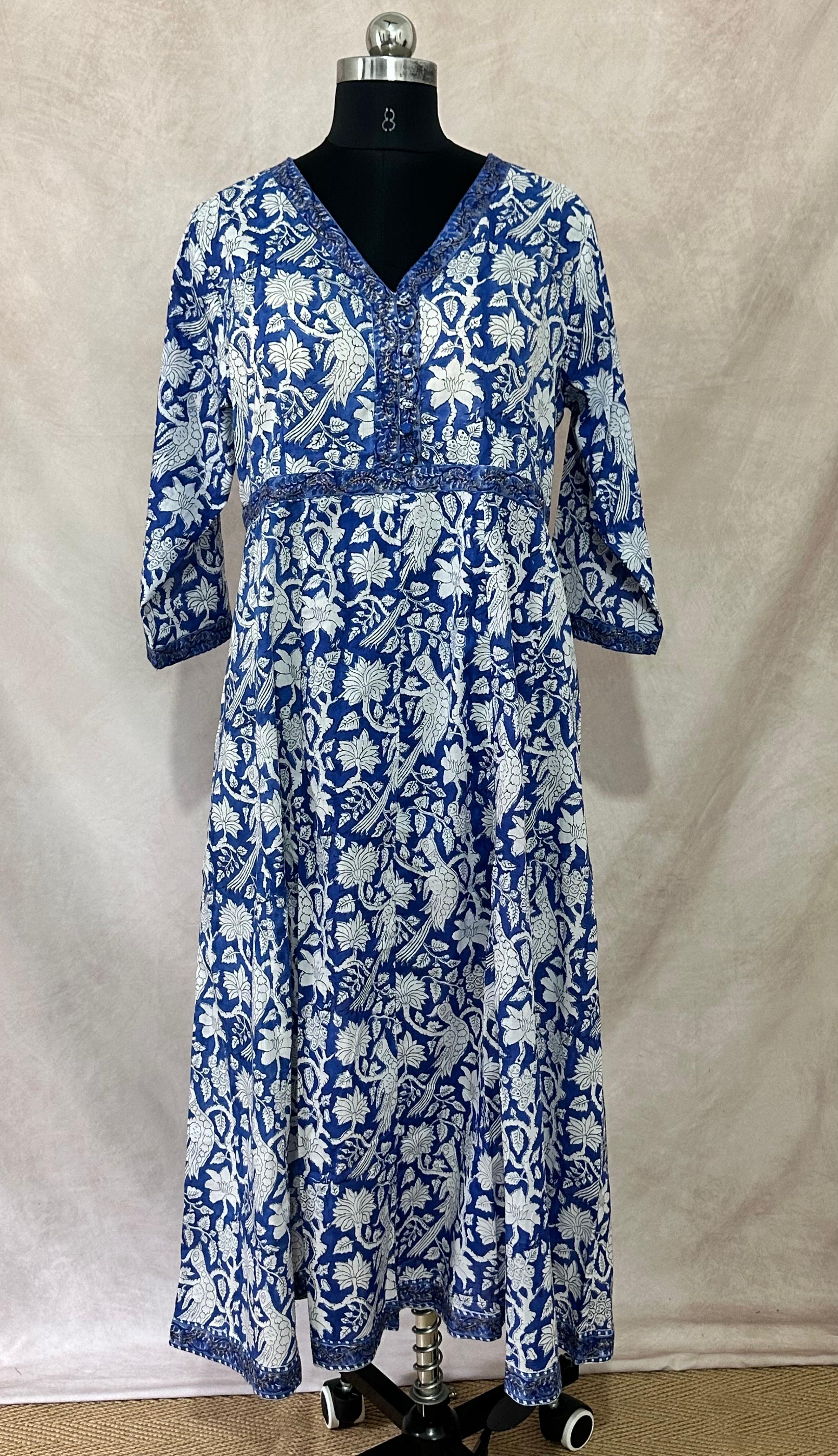 Pure cotton dress with handblock print