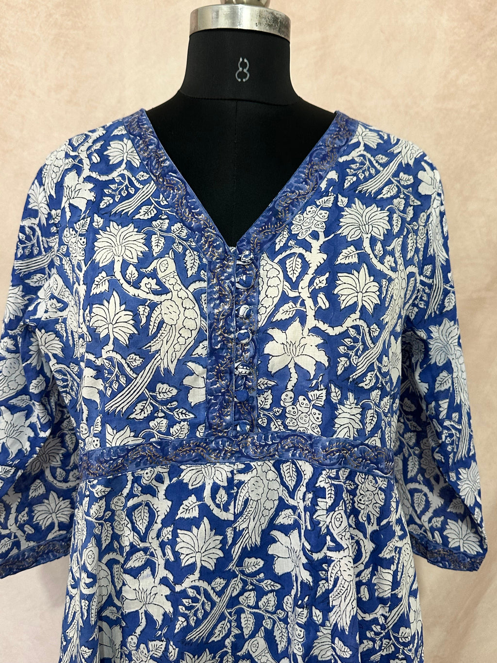 Pure cotton dress with handblock print