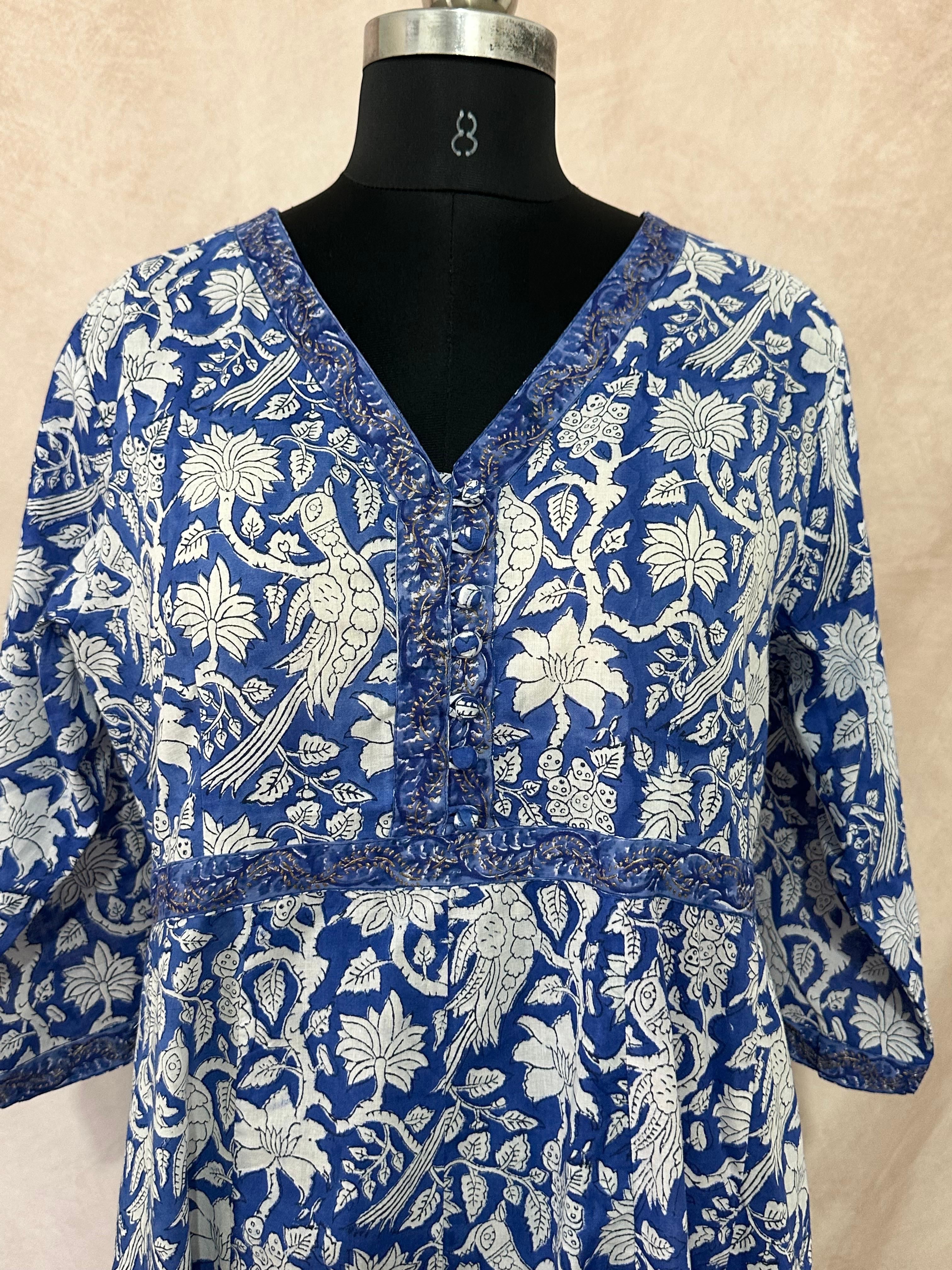 Pure cotton dress with handblock print