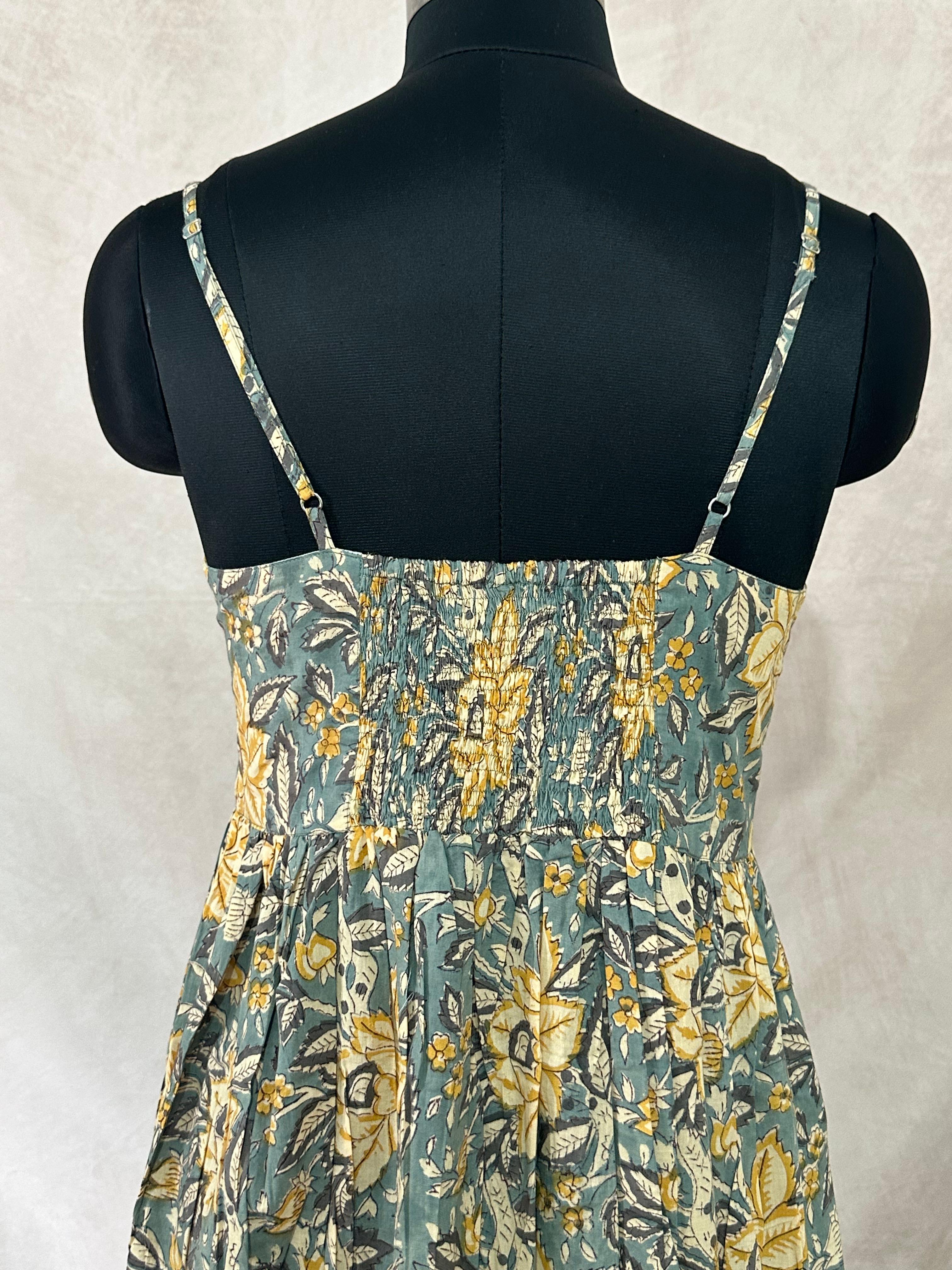 Pure cotton dress with handblock print