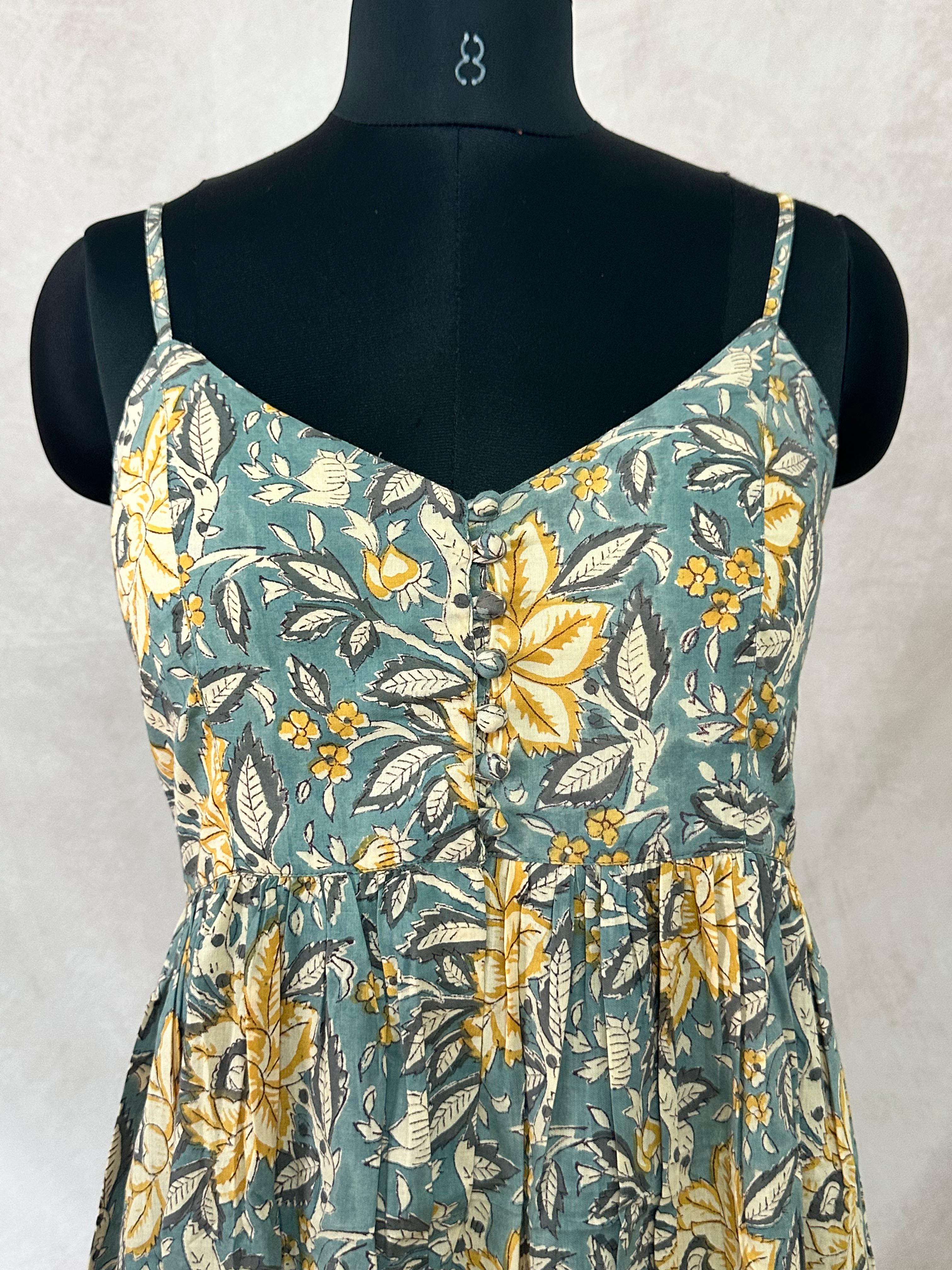 Pure cotton dress with handblock print