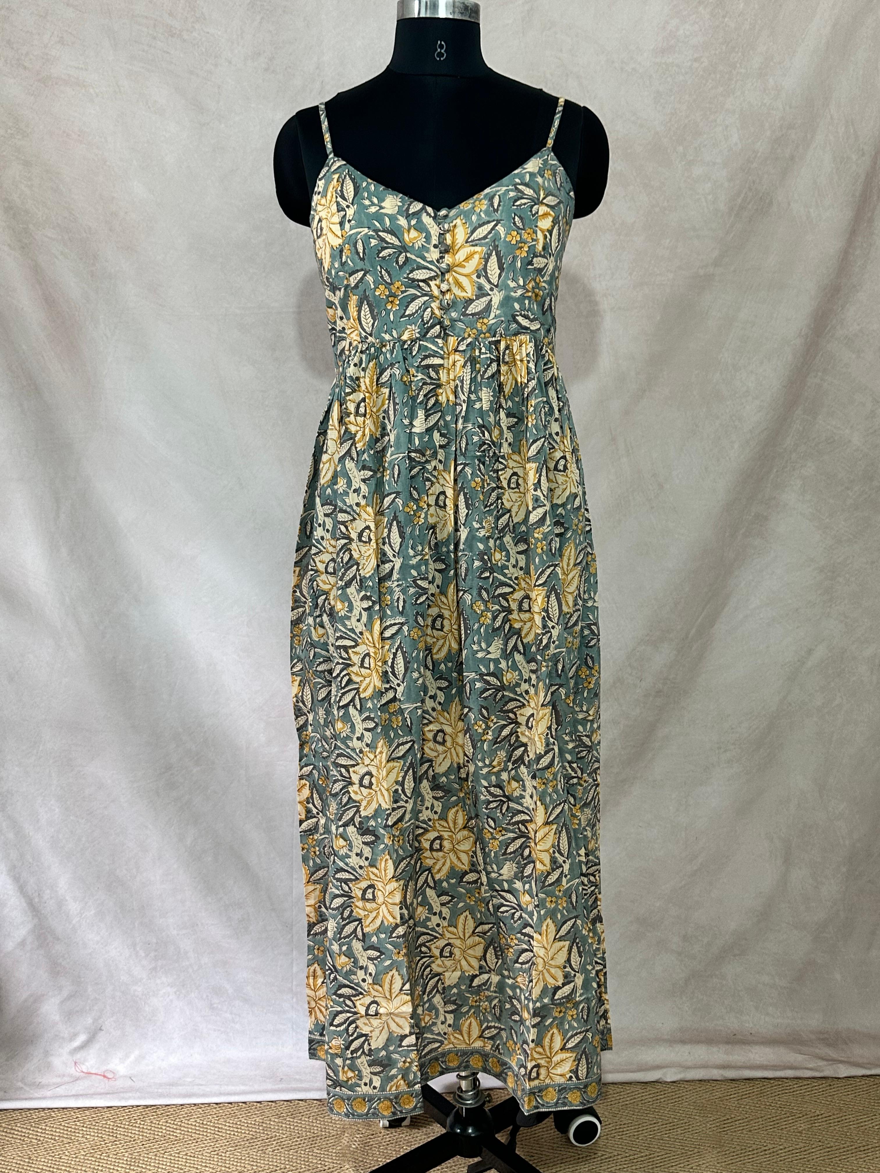 Pure cotton dress with handblock print