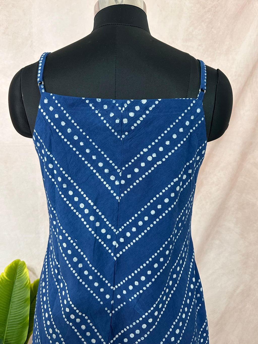 Hand block printed pure cotton dress with mirror work