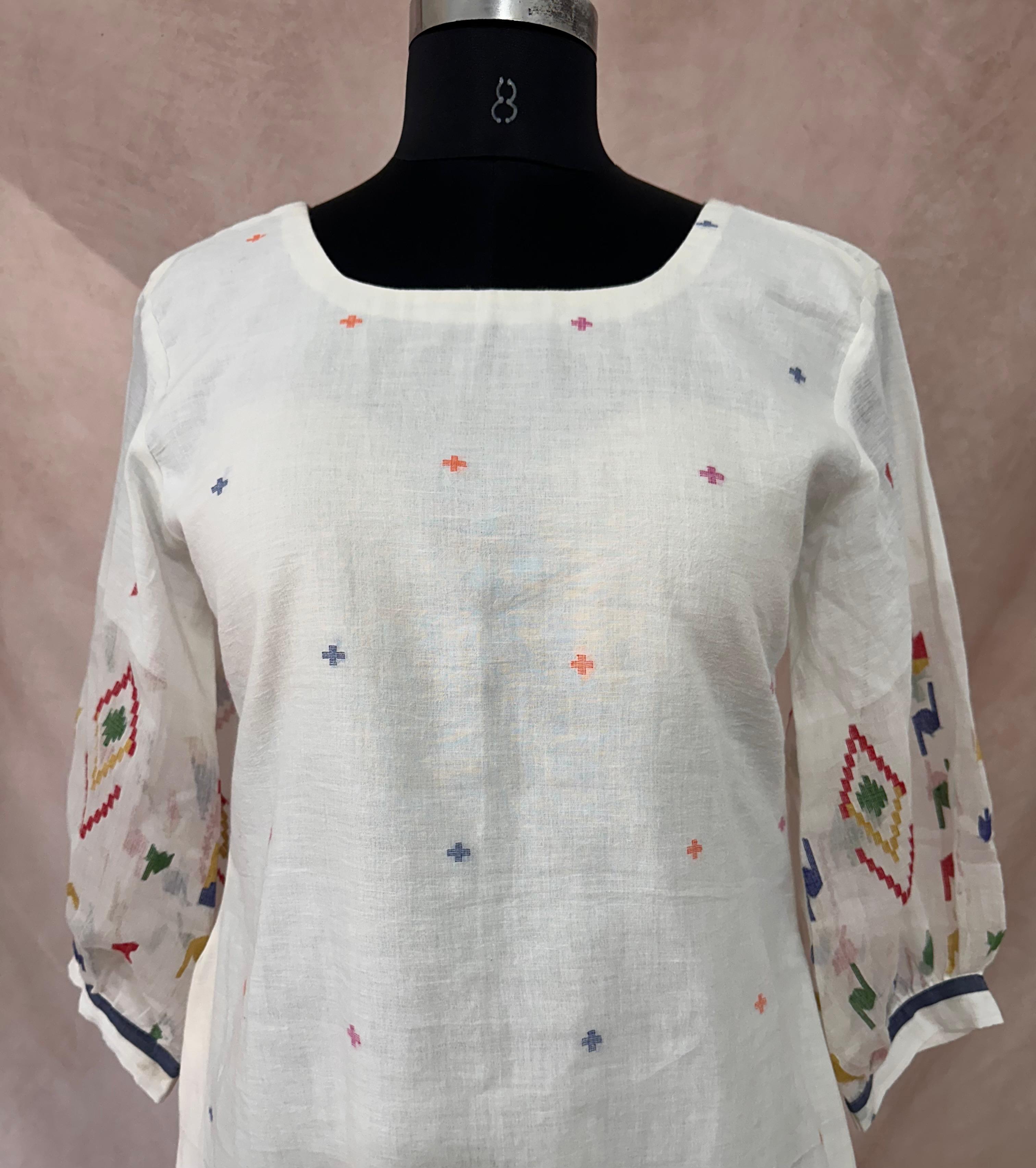 Handloom jamdani cotton dress