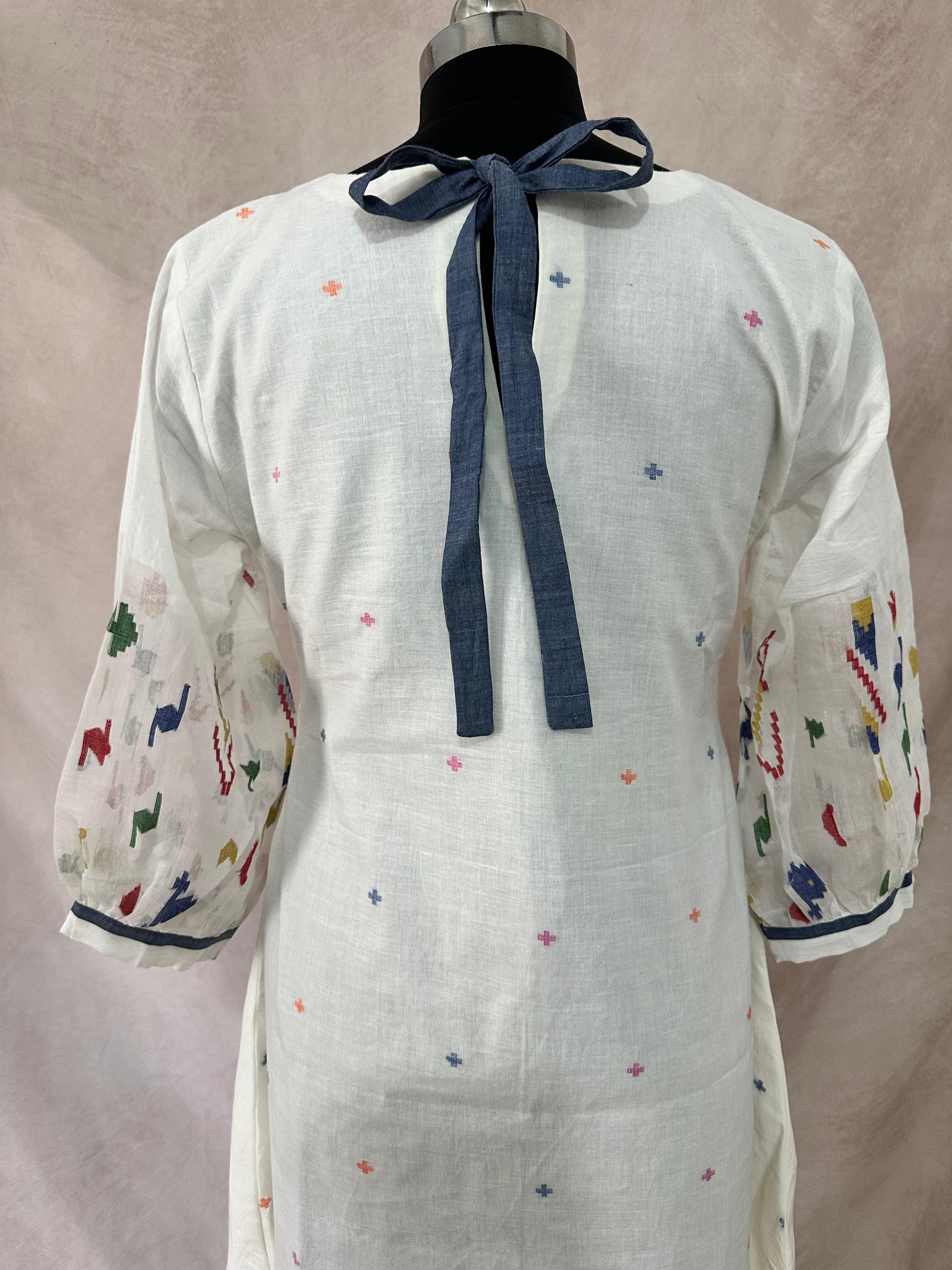 Handloom jamdani cotton dress