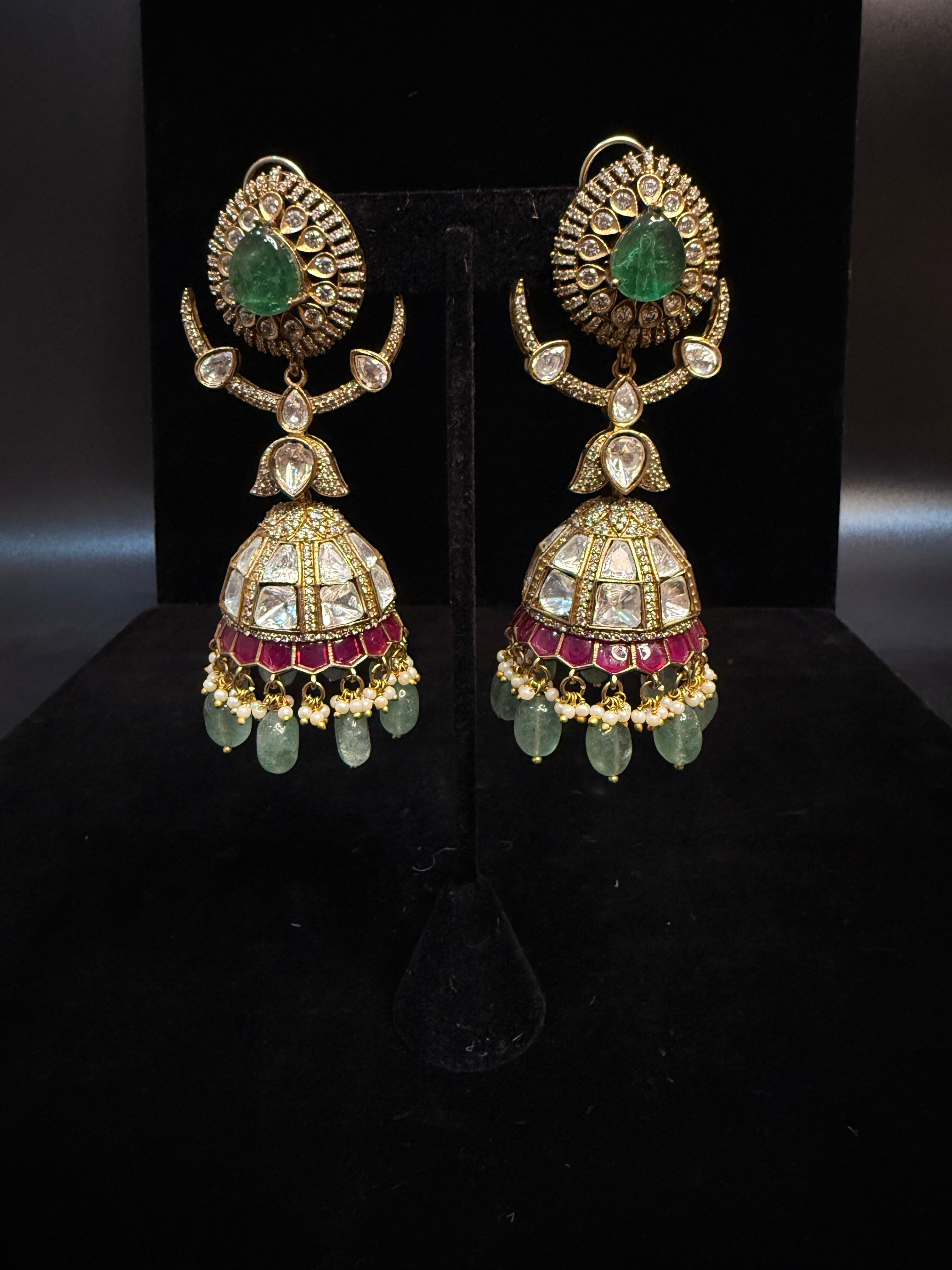 Designer light weight Kundan jhumka