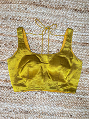 Mustard yellow modal silk sleeveless blouse