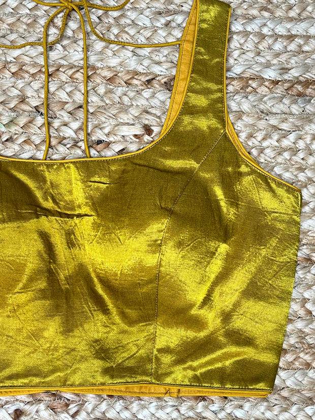 Mustard yellow modal silk sleeveless blouse