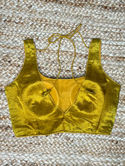 Mustard yellow modal silk sleeveless blouse
