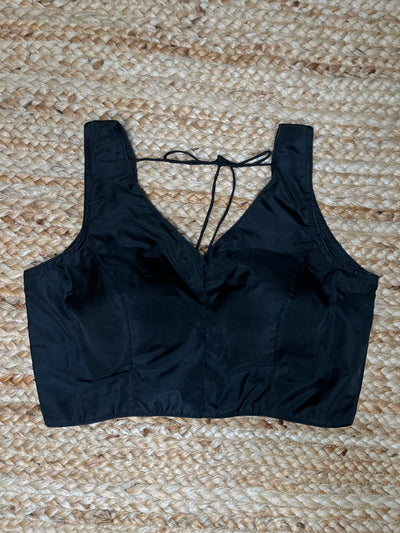 Black sleeveless blouse