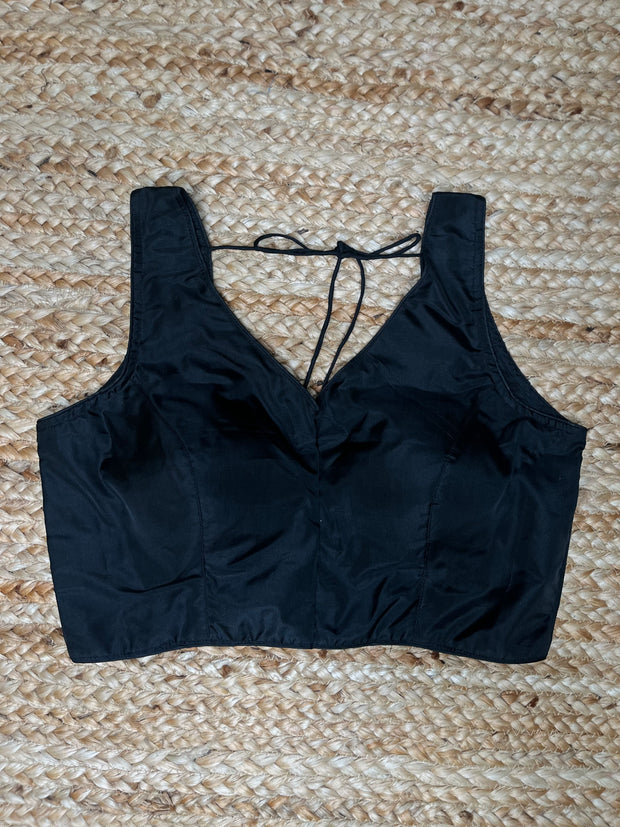 Black sleeveless blouse