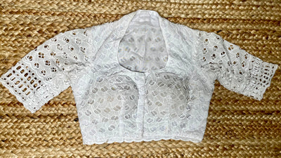 White cutwork blouse