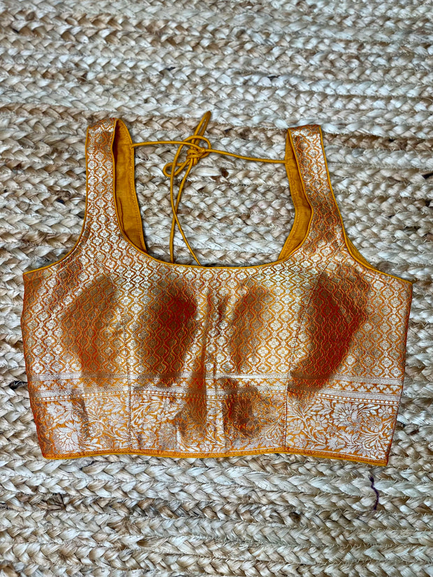 Orange brocade blouse