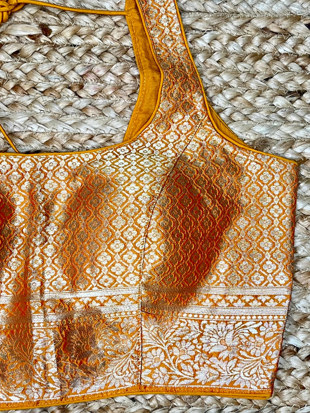 Orange brocade blouse