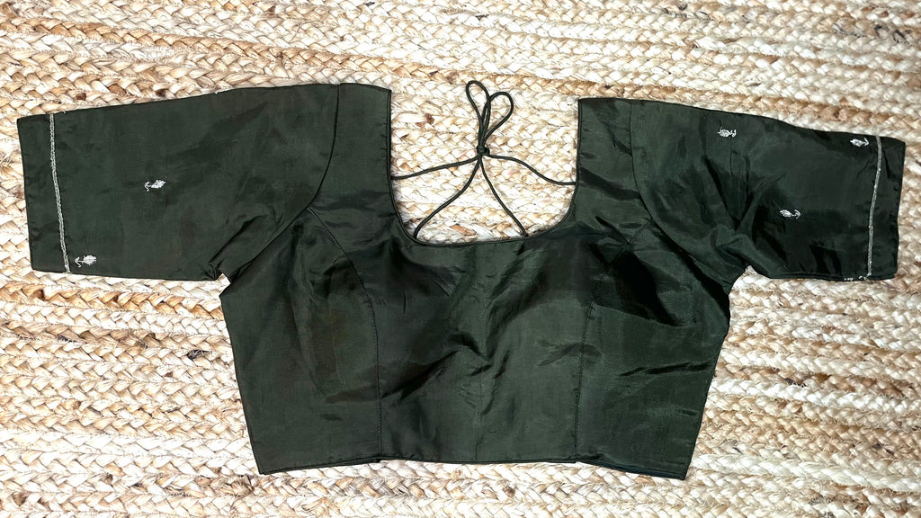 Olive green blouse with hand work