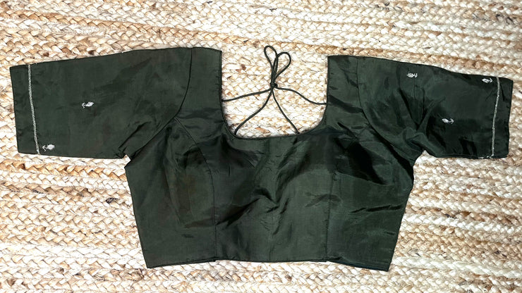 Olive green blouse with hand work