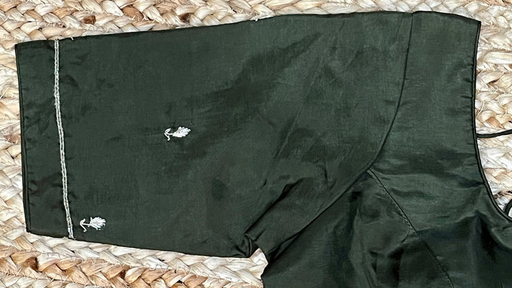 Olive green blouse with hand work