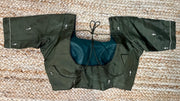Olive green blouse with hand work