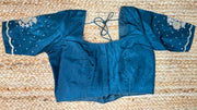 Peacock green blouse with hand work