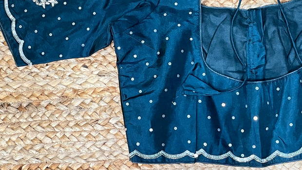 Peacock green blouse with hand work