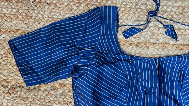 Navy blue modal silk blouse