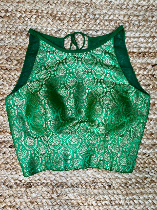 Green brocade blouse
