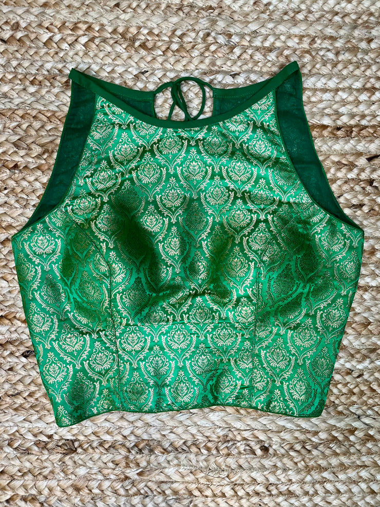 Green brocade blouse