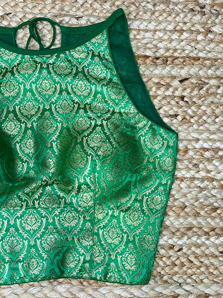 Green brocade blouse