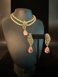 Moissonite necklace with white and Pink stone
