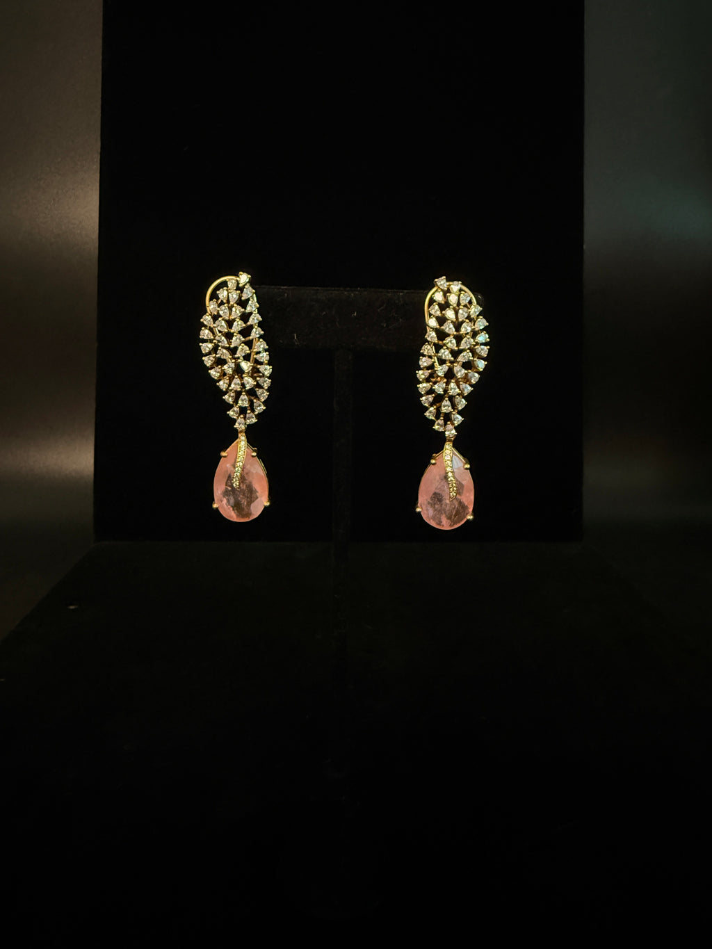 Moissonite necklace with white and Pink stone