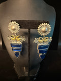Dual tone earring with Blue stone