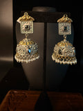 Dual tone jhumka with black stone