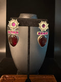 Earring with maroon stone
