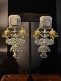 Dual tone jhumka with grey stone