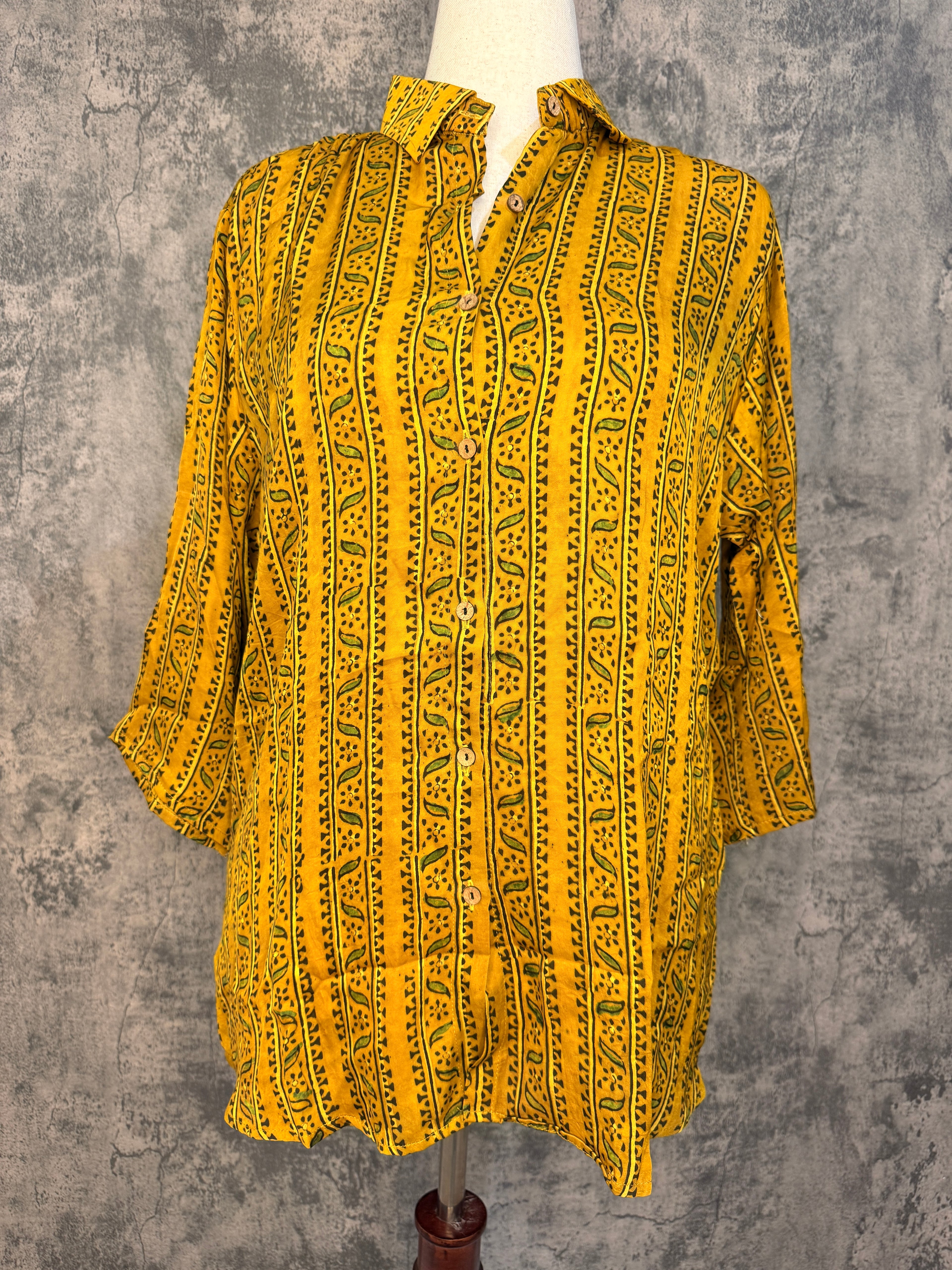 Pure Modal silk shirt with hand block print