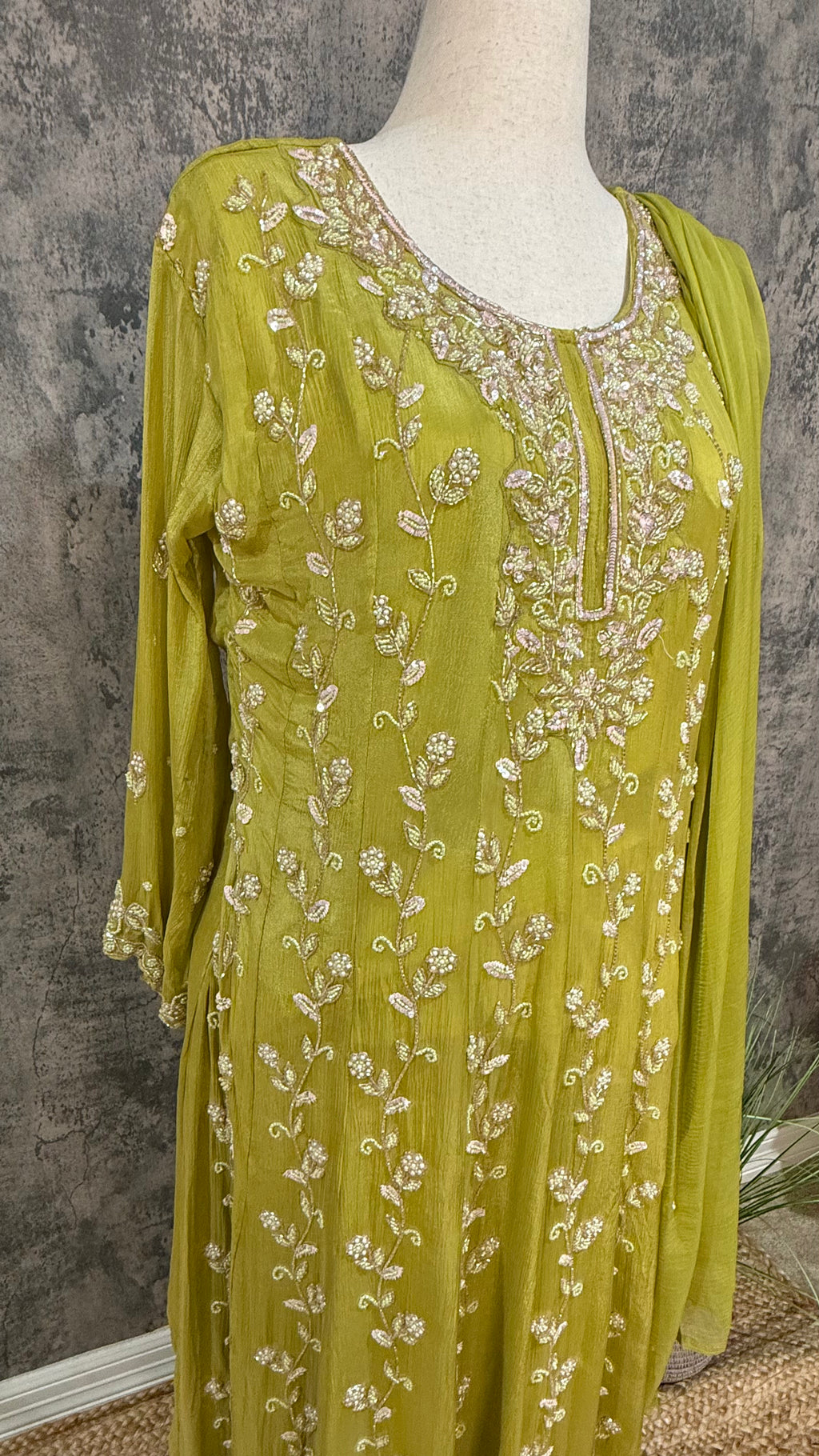 Light green designer anarkali set