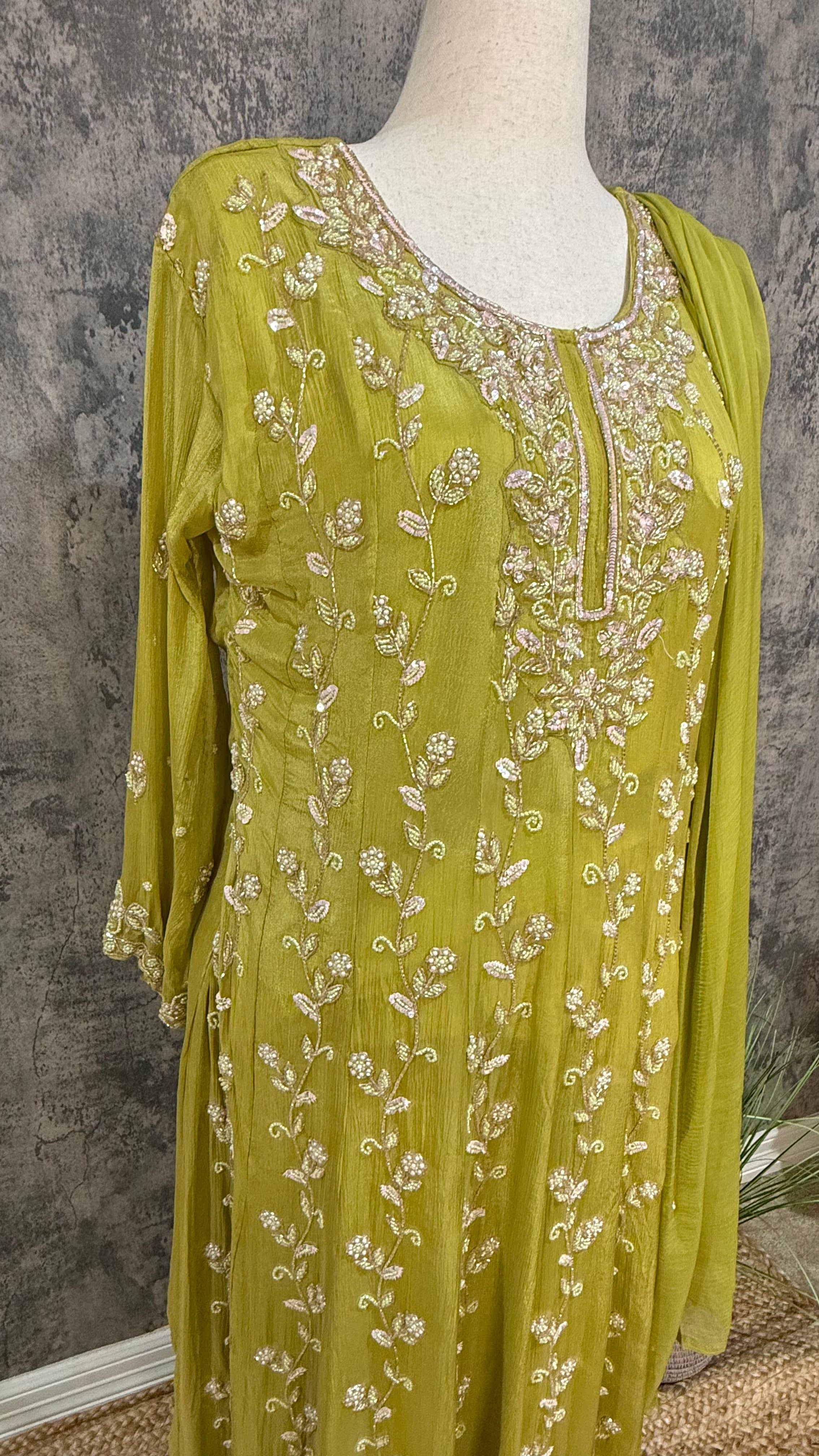 Light green designer anarkali set
