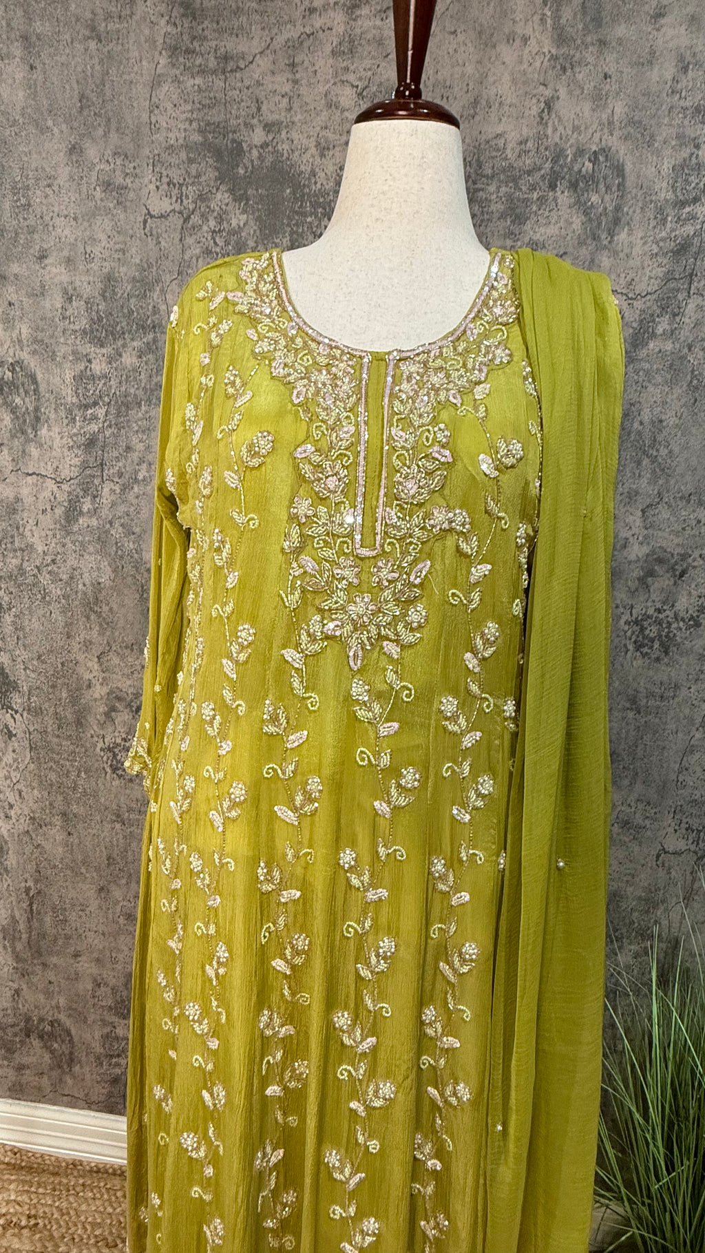 Light green designer anarkali set