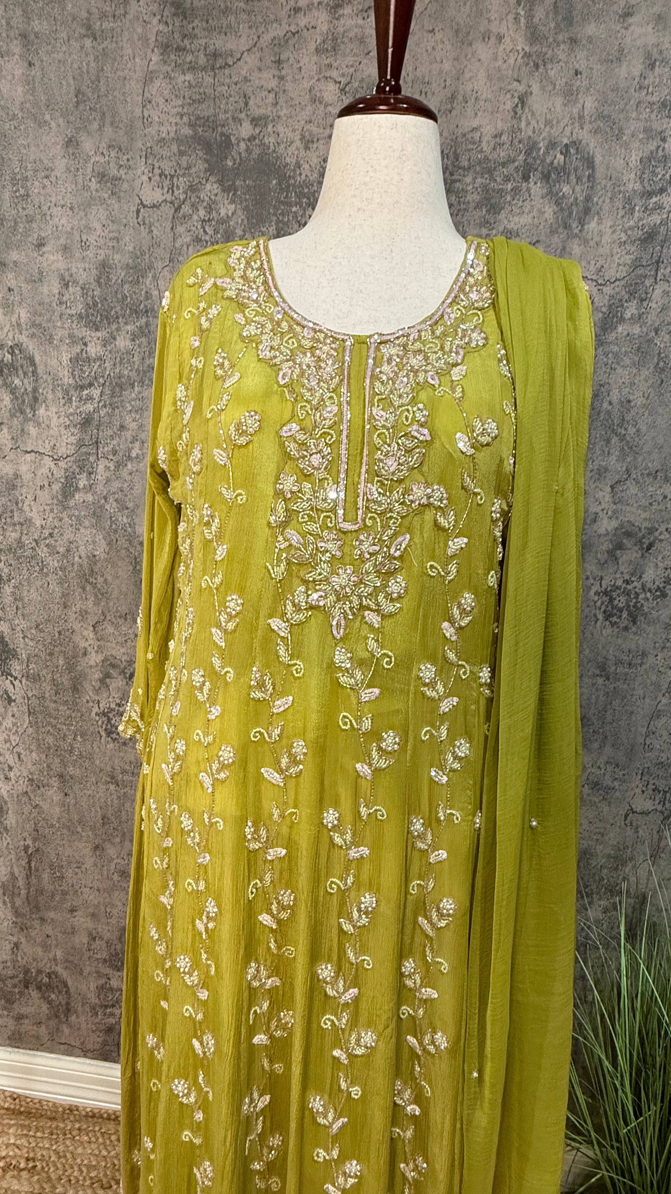 Light green designer anarkali set