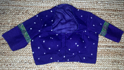 Purple blouse with kalamkari and kanta patch work