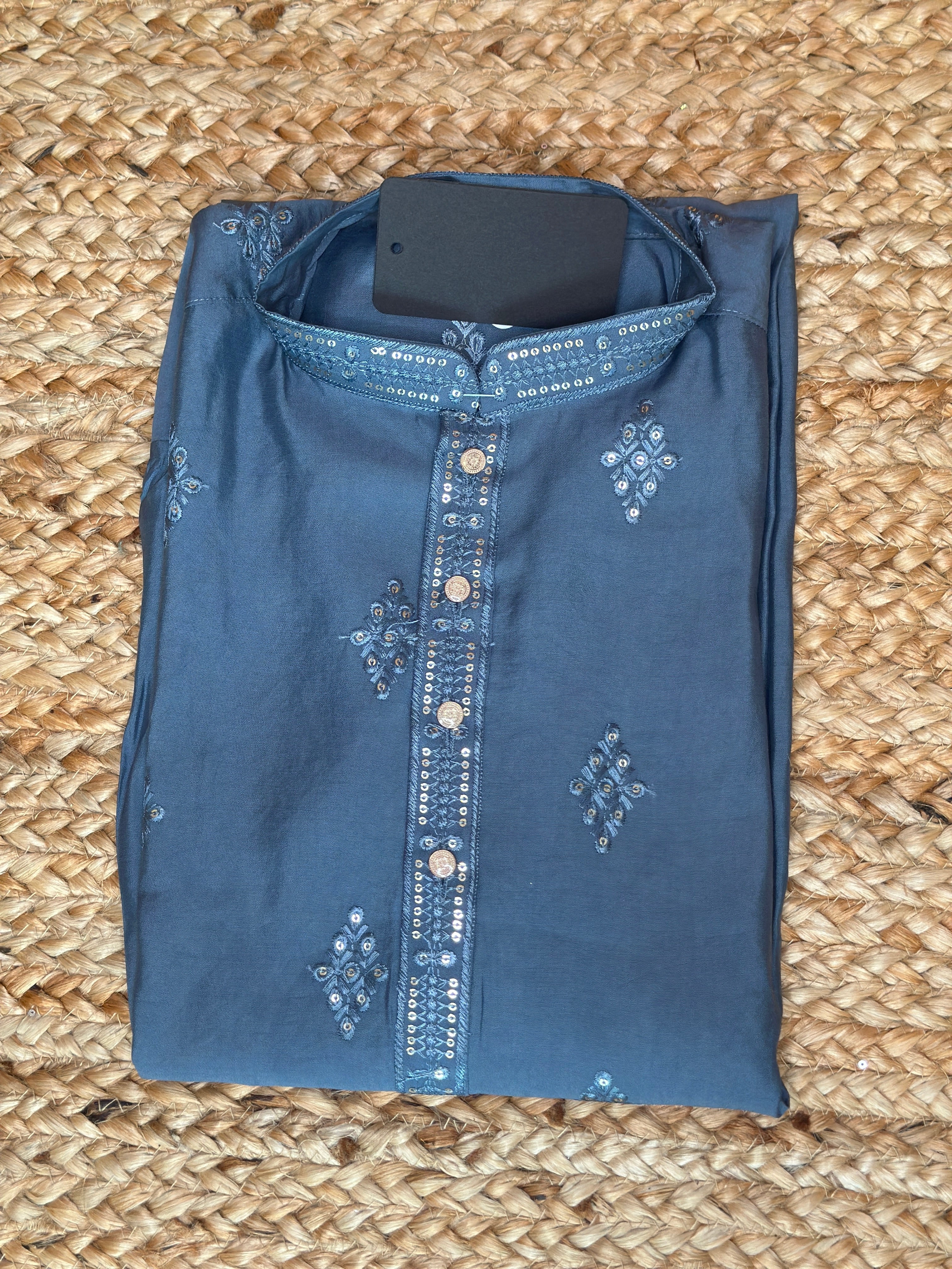 Pastel blue cotton silk kurta