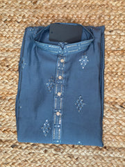 Pastel blue cotton silk kurta