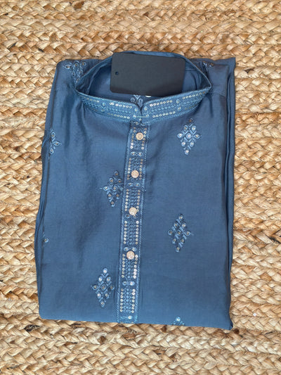 Pastel blue cotton silk kurta