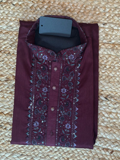 Maroon kurta with emroidery