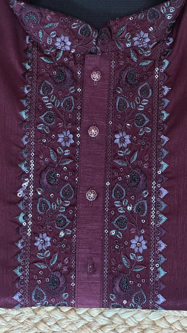 Maroon kurta with emroidery