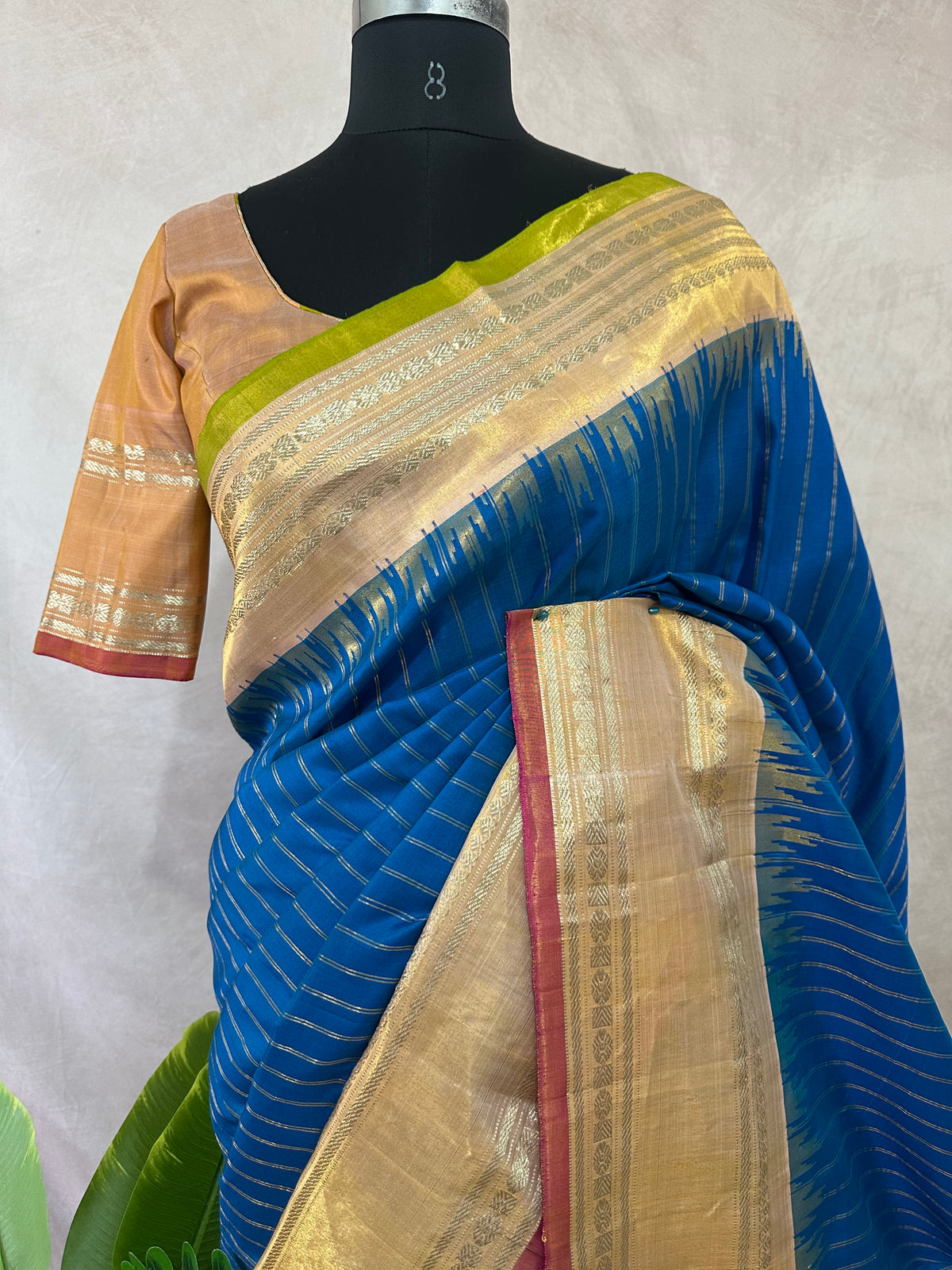 Pure silk handloom Gadwal saree with stitched blouse