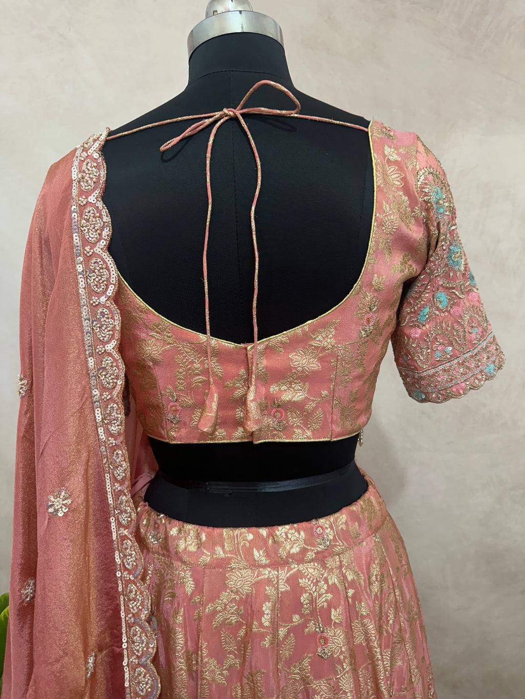 Rose gold banarsi designer lehanga