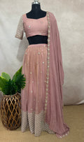 Rose gold tissue lehange with dupatta