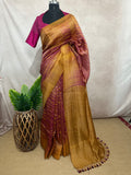 Tissue tussar silk saree shibori dye, with stitched blouse